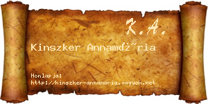 Kinszker Annamária névjegykártya